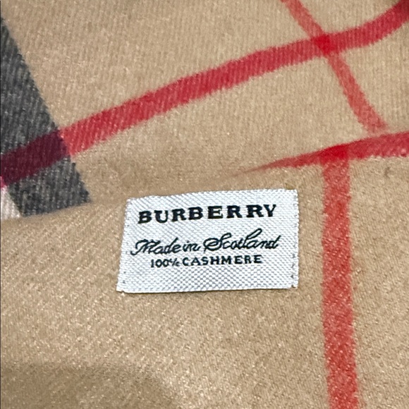 Burberry Beige and Red Cashmere Scarf - Picture 3 of 9